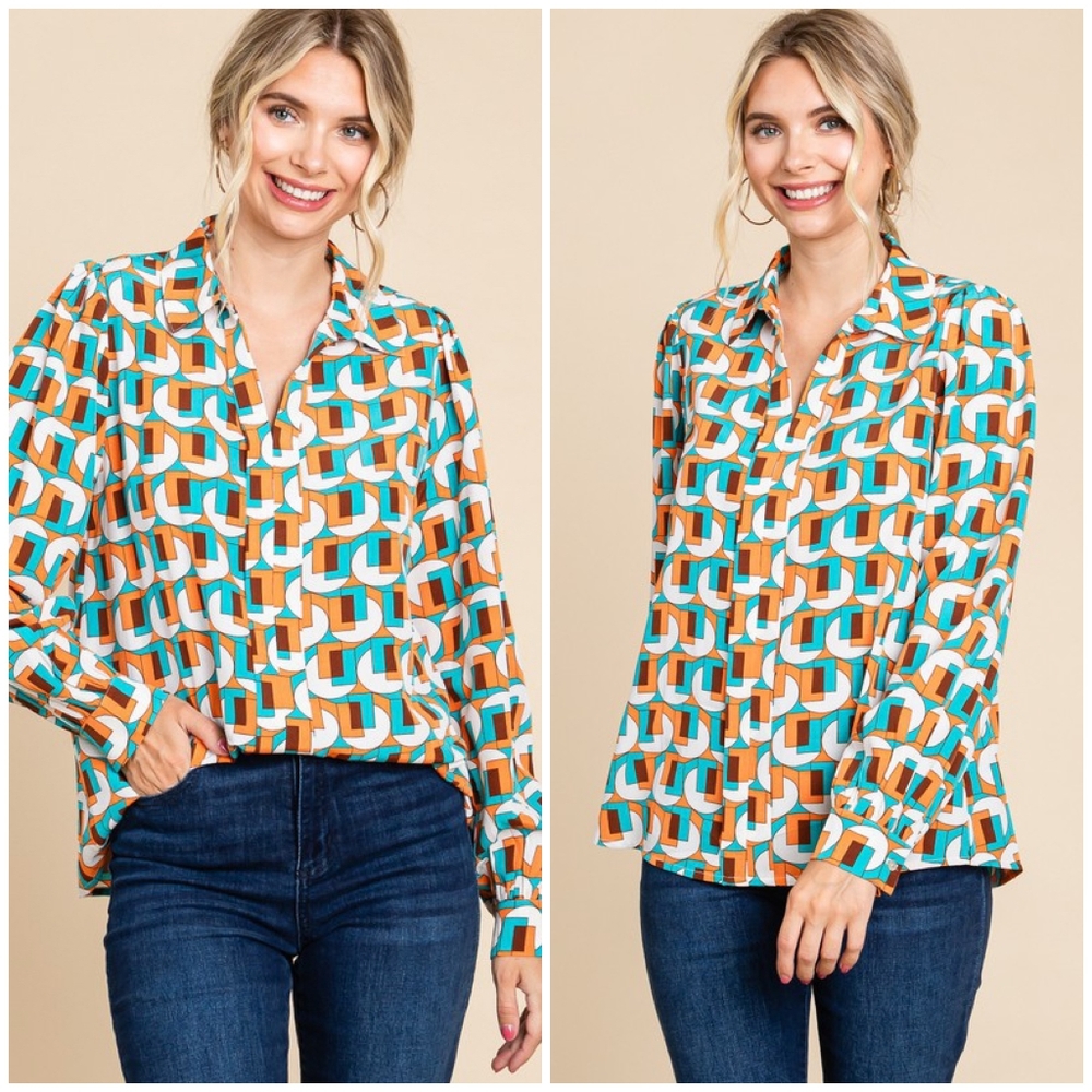 JODIFL Retro Chic Relaxed Fit Long Sleeves Blouse - Picture 4 of 7